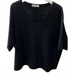 NEW COBBLESTONE LIVING women's coletta short sleeve sweater in black